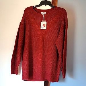 🆕️ Lauren Conrad Women's Cable Pullover Sweater Maroon   Size Medium